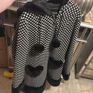 Heart Black and White Patterned Hooded Coat (Living Dead Souls)